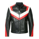 Red and White Panelled Sheep Leather Jacket Zing Apparel