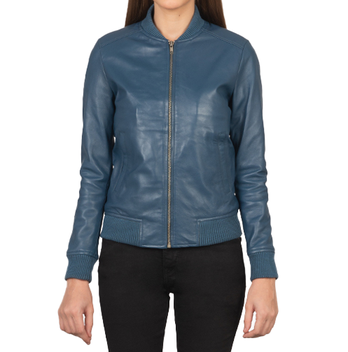 Bomber Jacket Women, Sapphire Leather Jacket Zing Apparel