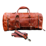 Handmade Travel Leather Duffle Bag, Brown Zing Apparel