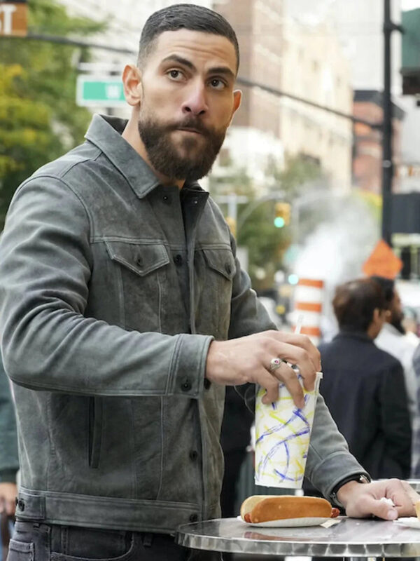 Trucker Suede Leather Jacket Men, Grey Zing Apparel