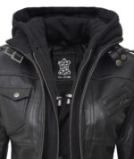 Women Leather Jacket With Hood Burgh Zing Apparel