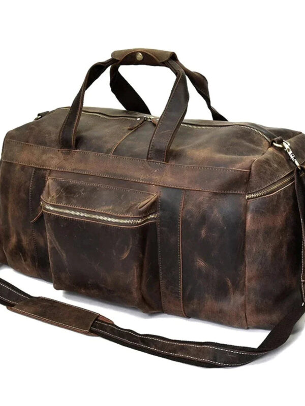 Genuine Cow Leather Weekender Duffle Bag Zing Apparel