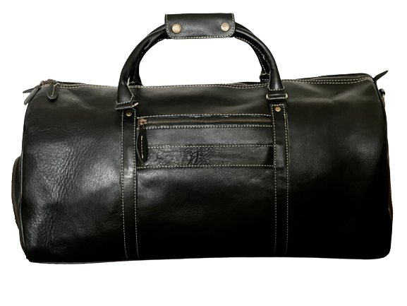 Premium Cow Leather Duffle Bag, Black Zing Apparel