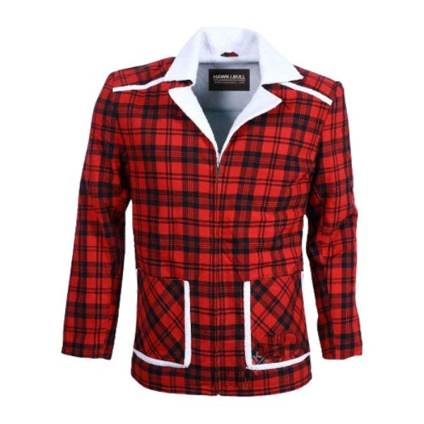 Ryanâ€™s Checkered Cotton Jacket With White Shearling Zing Apparel