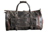 Plain Vintage Leather Duffle Bag, Black Zing Apparel