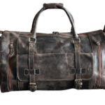 Plain Vintage Leather Duffle Bag, Black Zing Apparel