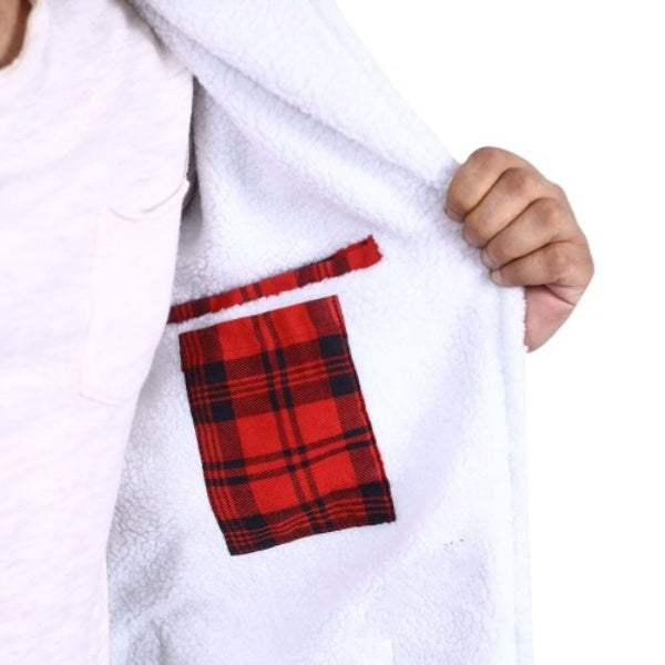 Ryanâ€™s Checkered Cotton Jacket With White Shearling Zing Apparel