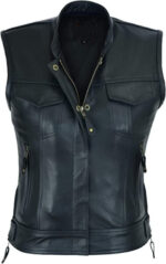 Leather Vest For Women with Side Zipper Zing Apparel