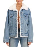 Sherpa Trucker Jacket Women, Blue Zing Apparel
