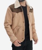 Modern Suede Leather Jacket Men, Beige Zing Apparel