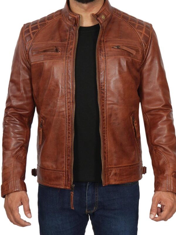 Johnson Quilted Leather Biker Jacket Men Zing Apparel