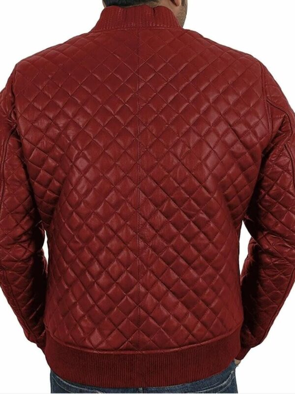 Quilted Biker Leather Jacket Men, Maroon Zing Apparel