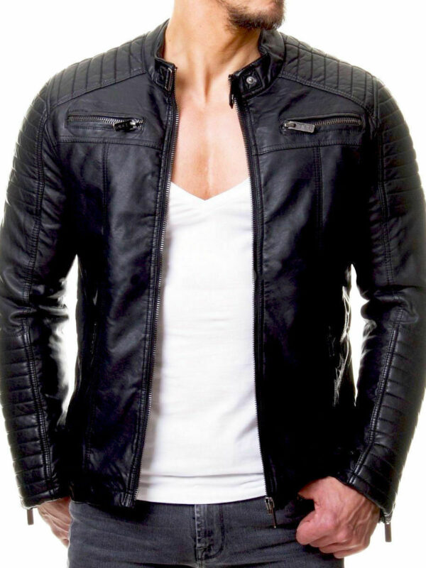 Sheep Hide Motorcycle Leather Men, Black Zing Apparel