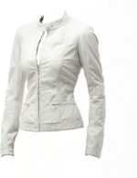 Pure Sheep Leather Biker Jacket Women, White Zing Apparel