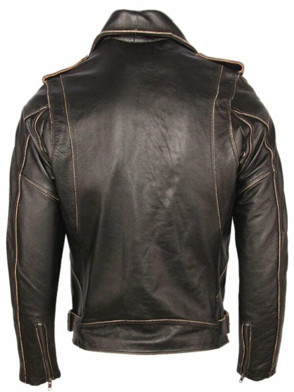Aguila Aged Leather Biker Jacket Men Zing Apparel