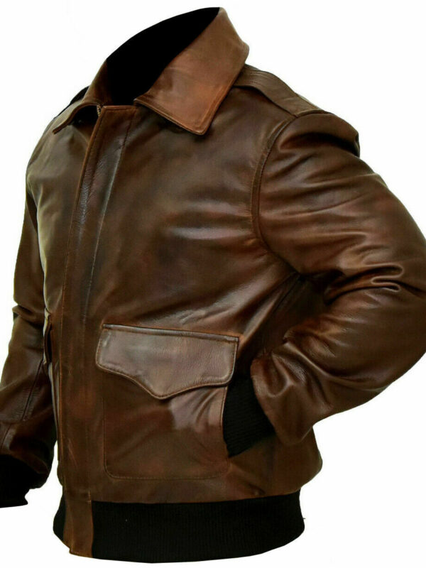 G-1 Brown Bomber Distressed Leather Jacket Zing Apparel