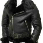 Black Leather Shearling Jacket For Men - flying Toscana Zing Apparel
