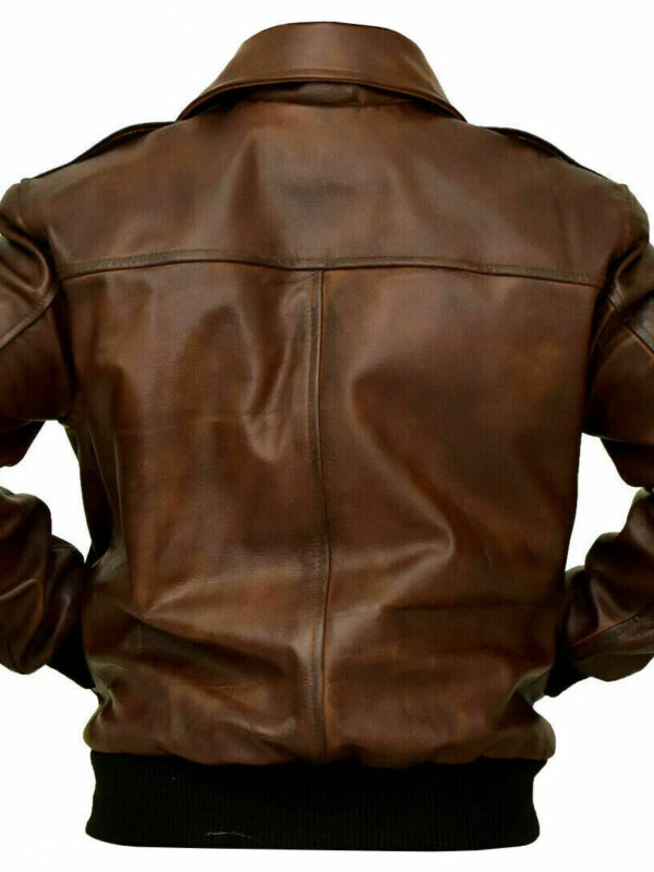 Brown Leather Flight Bomber Military Jacket Zing Apparel
