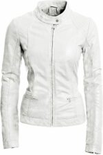 Pure Sheep Leather Biker Jacket Women, White Zing Apparel