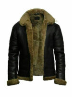 Black RAF Ginger Wool Shearling Jacket For Men devzingapparel