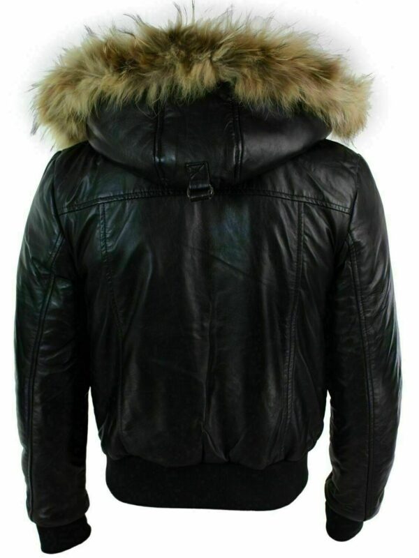 Fur Padded Leather Jacket With Hood Zing Apparel