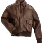 A-2 Force Brown Bomber Leather Jacket Zing Apparel