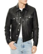 Sheepskin Slim Fit Trucker Jacket, Black Zing Apparel
