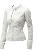 Pure Sheep Leather Biker Jacket Women, White Zing Apparel