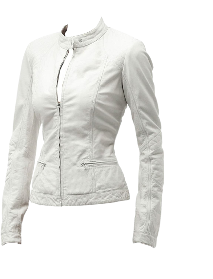 Pure Sheep Leather Biker Jacket Women, White Zing Apparel