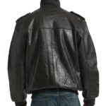 Menâ€™s 4 Pockets Black Leather Bomber Jacket Zing Apparel