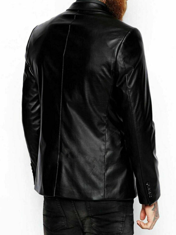 Slim Fit Leather Blazer Men, Black Zing Apparel