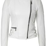 Biker Quilted Leather Leather  Jacket Women, White Zing Apparel