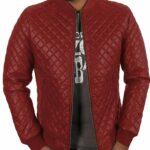 Quilted Biker Leather Jacket Men, Maroon Zing Apparel