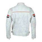 Genuine Leather Biker Jacket Men, White Zing Apparel