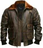 G-1 Aviator Distresses Leather Jacket, Brown Zing Apparel