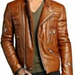 Men's Vintage Motorcycle Leather Jacket, Front