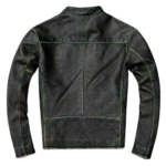 Classic Biker Distressed Cow Leather Jacket, Back
