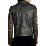 Distressed Leather Biker Jacket Women, Brown Zing Apparel