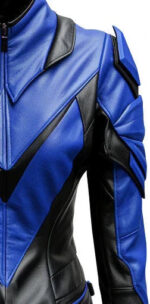 Faux Leather Jacket in Blue & Black Leather Zing Apparel