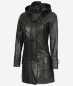 Women Long Coat - Real Leather Zip Up Zing Apparel