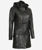 Women Long Coat - Real Leather Zip Up Zing Apparel