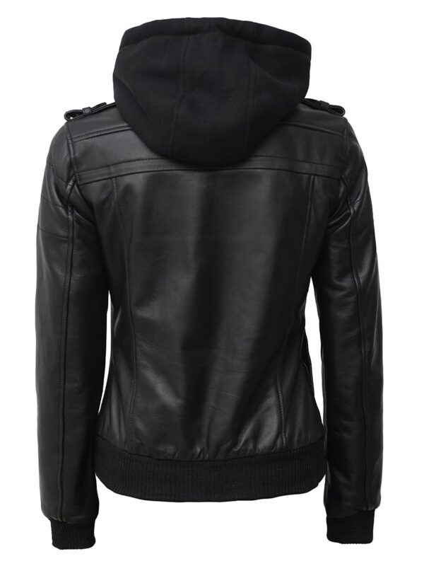 Women Leather Jacket With Hood Burgh Zing Apparel