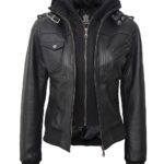 Women Leather Jacket With Hood Burgh Zing Apparel