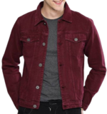 Menâ€™s Casual Denim Burgundy Jacket Zing Apparel