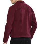 Menâ€™s Casual Denim Burgundy Jacket Zing Apparel
