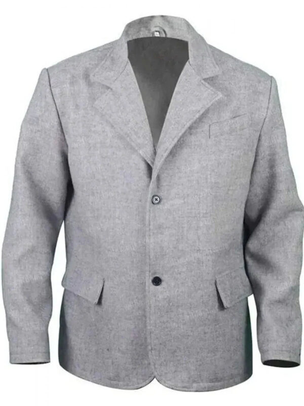 Mens Grey Wool Blend Single Breasted Blazer Zing Apparel