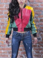 Women’s 8 Ball Pool Leather Bomber Jacket