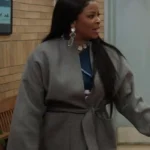 Janelle James Abbott Elementary Grey Wool Coat