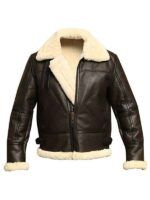 Mens B3 Bomber Aviator Shearling Leather Jacket - Image 2