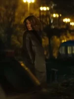 Kate Beckinsale Canary Black 2024 Leather Coat